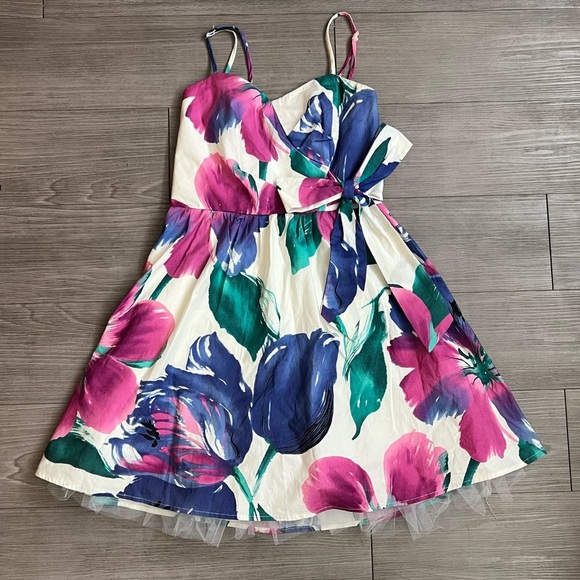 Y2K Delia’s Floral Tulip Print A Line Spring Dress Size 3 - Picture 1 of 7